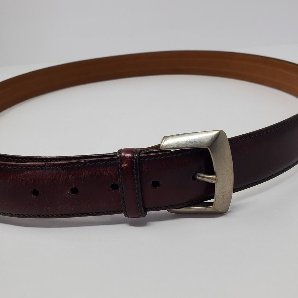 Vintage Trafalgar Leather Red stained belt with brushed chrome buckle Size XL
